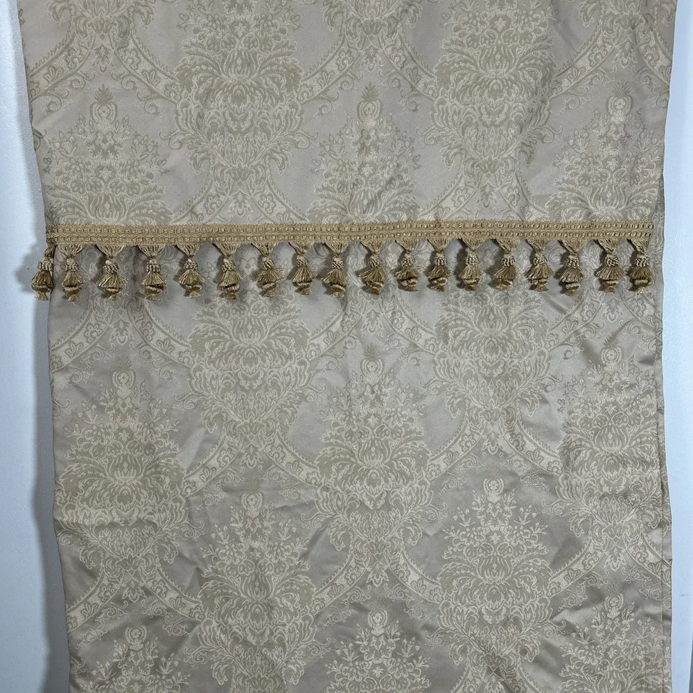 CROSCILL CARLISLE GOLD FABRIC SHOWER CURTAIN 70 X 73‎ VALANCE FRINGES 1414